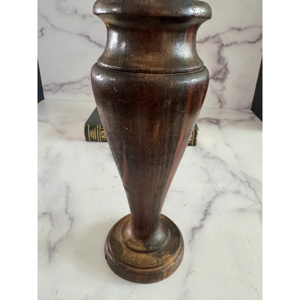 Vintage Hand Turned Wooden Vase Primitive Organic Modern Decor